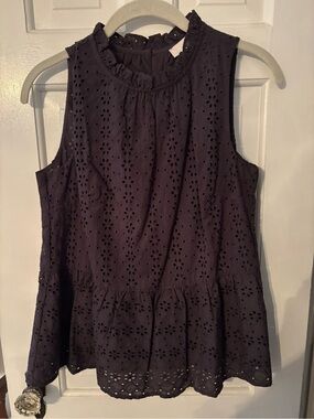 Loft Women’s Eyelet Ruffled Sleeveless Top